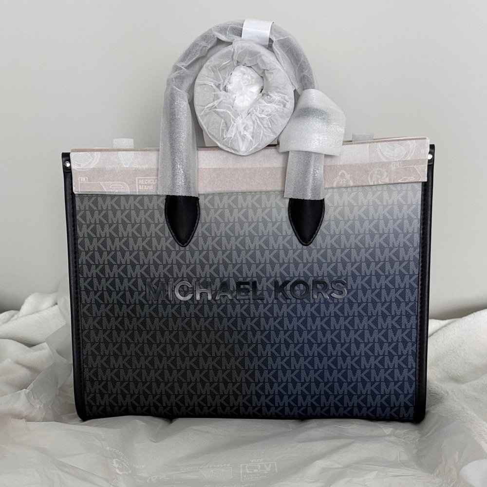 Michael Kors Black and Blue Ombré Logo Tote